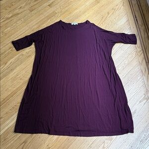 Mimu Maxi Oversized Tunic Dress Purple Maroon Solid Stretch Women’s XL